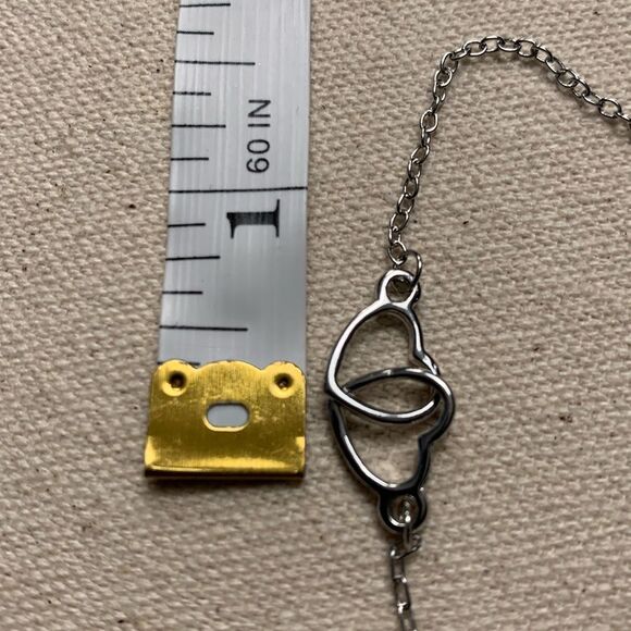 Double Interlocking Silver Hearts Layering Love Friendship Necklace + Gift Pouch - Picture 11 of 12